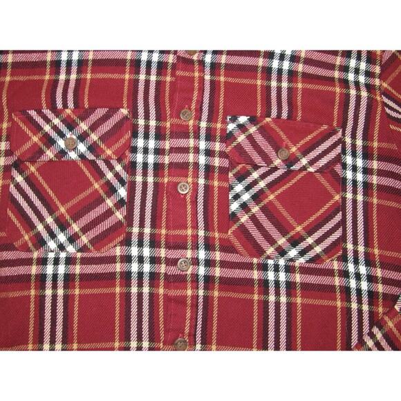 Vintage Sears Red Plaid Flannel Lightweight Button Shirt Large 16-16 1/2 - Picture 8 of 14